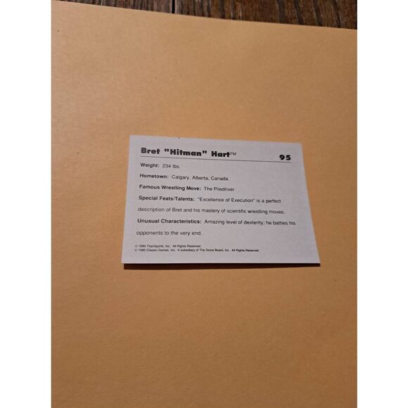 Vintage 1990 WWF Brett “Hitman” Hart Trading Card #95 Wrestling Titan Sports - Picture 2 of 2